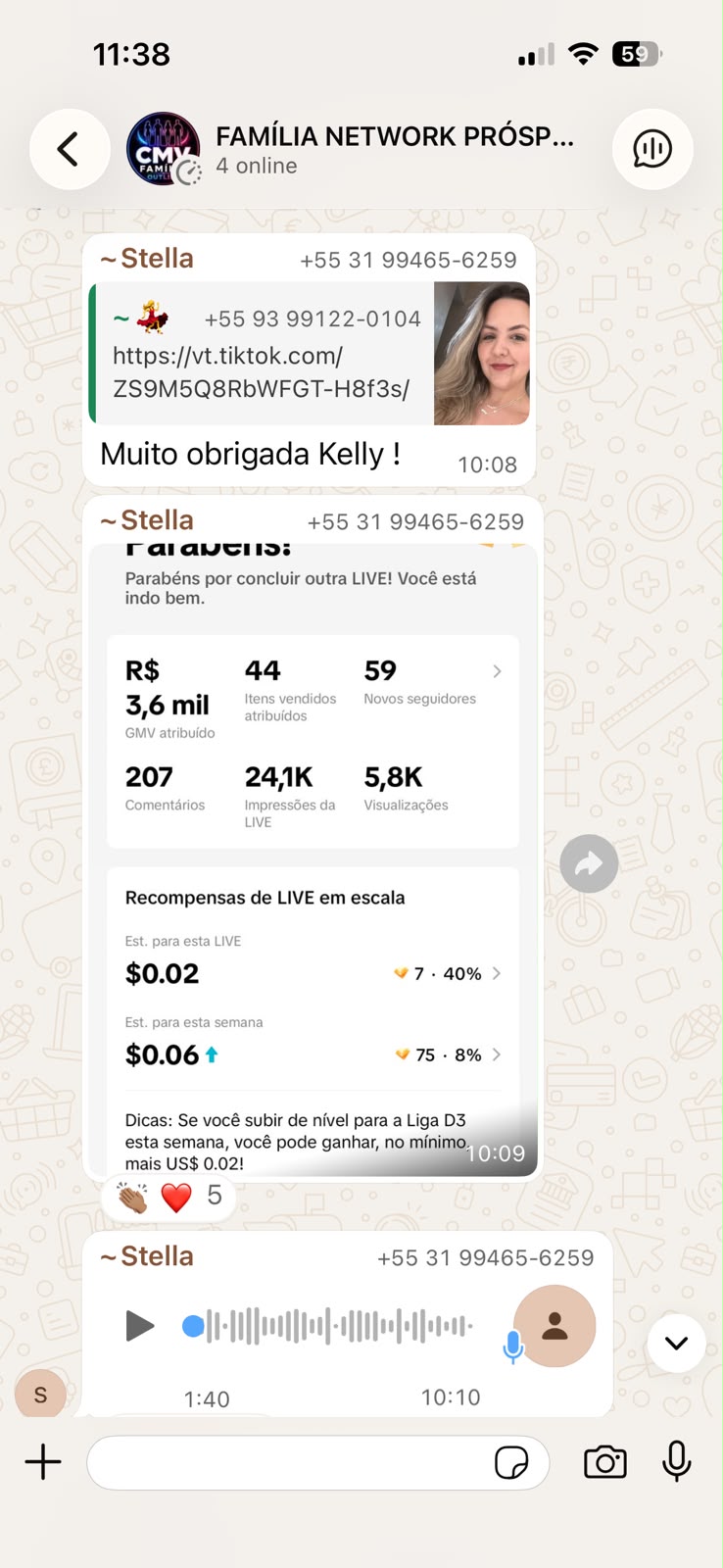 Print de resultado de aluna 3 da Comunidade CMV